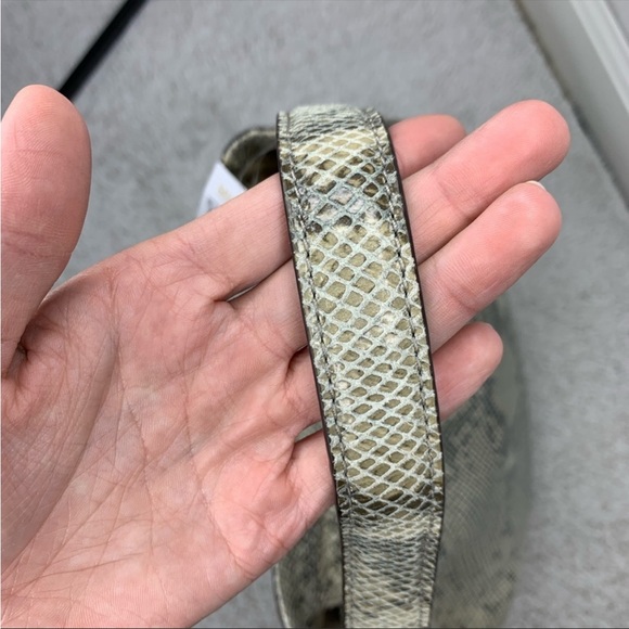 NWT MICHAEL MICHAEL KORS 'Fulton' Embossed Chain Angora Beige Grey Python Purse - Picture 5 of 12